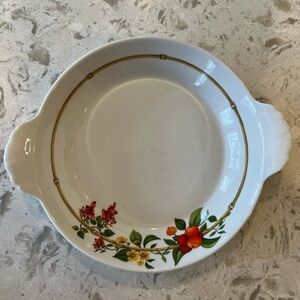 Vintage Pillivuyt Amanda Garden Flower 8” Round Au Gratin Baking Dish